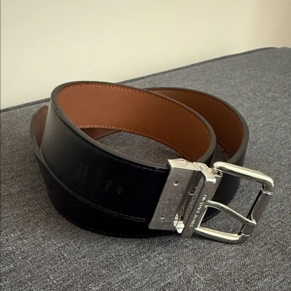 Michael Kors Black Leather Belt with Silver Buckle